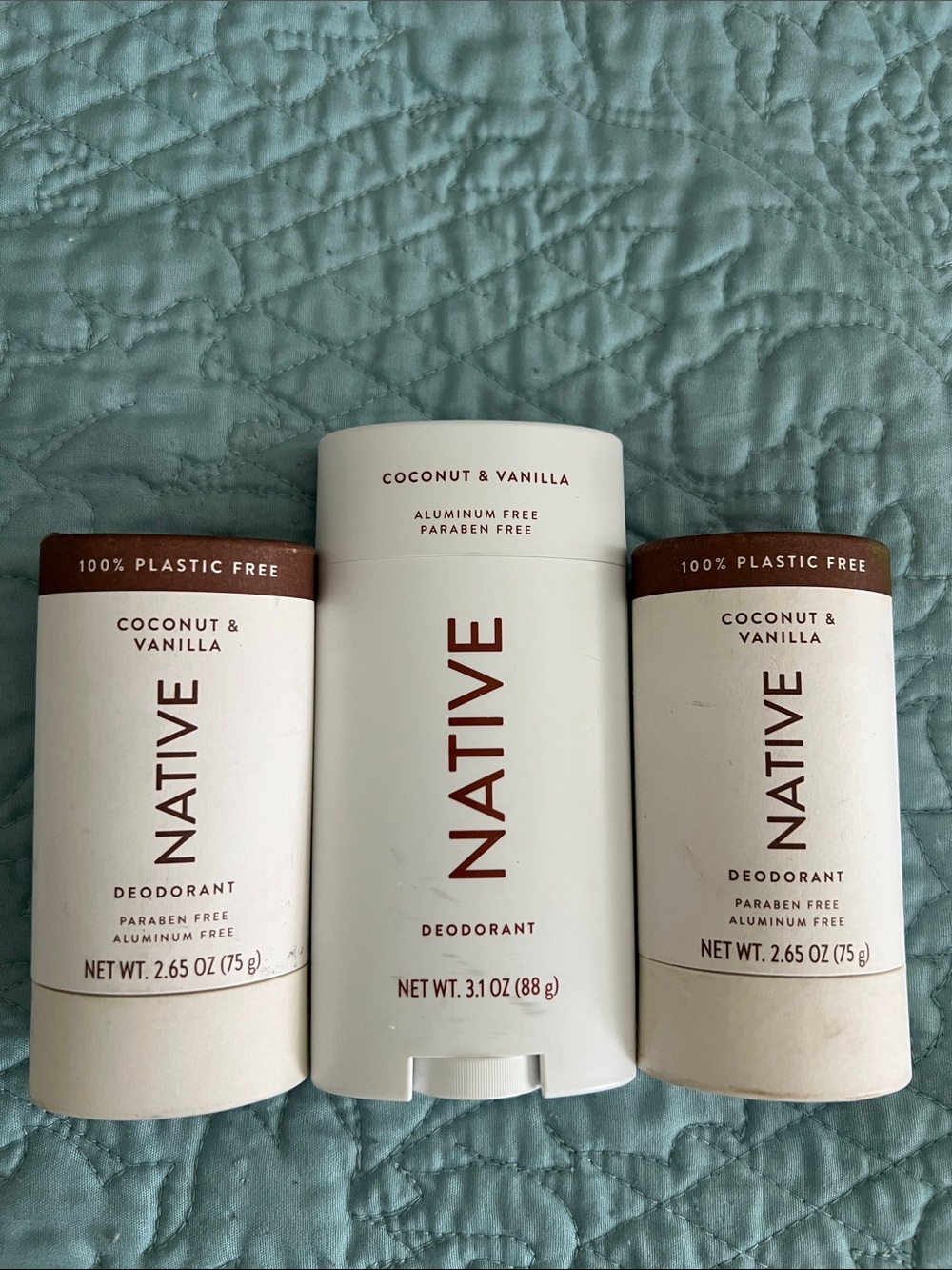 Native Coconut & Vanilla Deodorant Trio - White and Brown